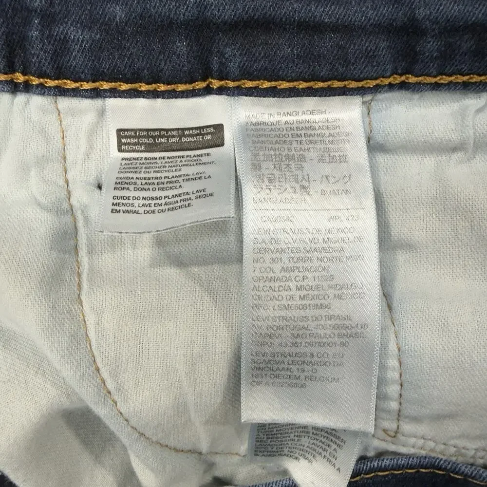 Levis 511 Slim Jeans Dark Wash Stretch Denim Blue 46x30 Actual Size 45x27